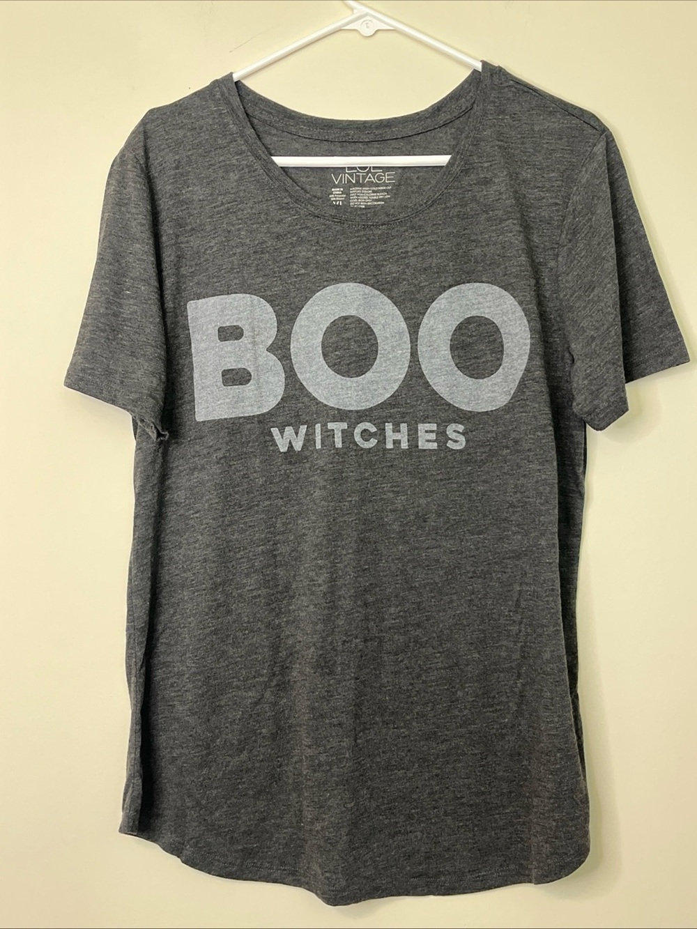 LOL Vintage Boo Witches Halloween Graphic Tee Charcoal Gray Heather Shirt XL